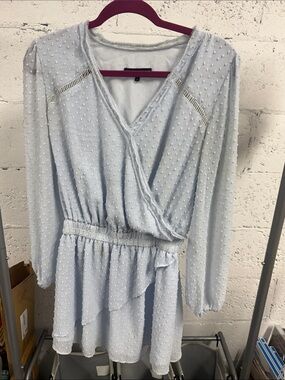 Light Blue Textured Long-Sleeve Wrap Dress GENERATION LOVE - Cute Summer Dress